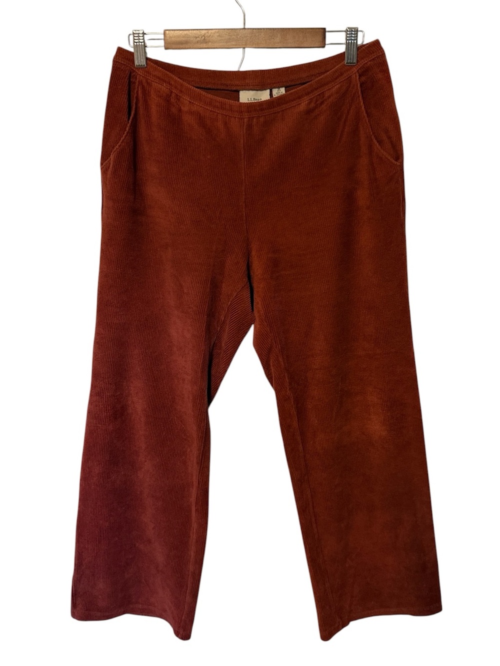 L.L. Bean Pull On Wide Leg Corduroy Pants with Pockets in Burnt Orange MP